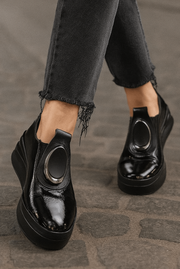 Pantofi Casual Dama din Piele Negri cu Accesoriu - EVAPantofi casual damaBigiottos Shoes