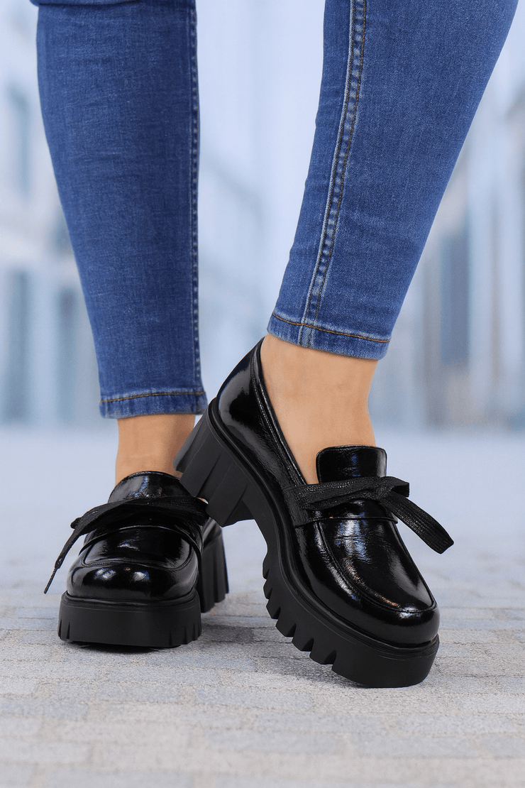Pantofi Casual Dama din Piele Negri cu Fundita - KOLIAPantofi casual damaBigiottos Shoes