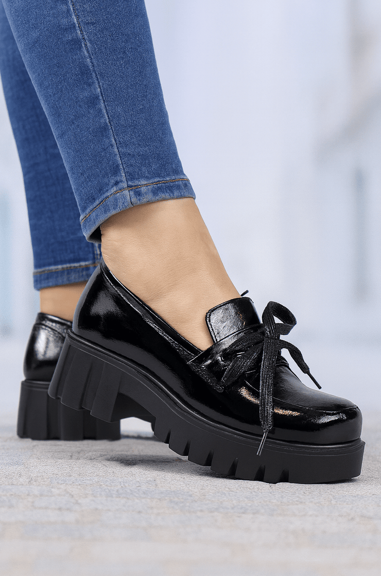 Pantofi Casual Dama din Piele Negri cu Fundita - KOLIAPantofi casual damaBigiottos Shoes