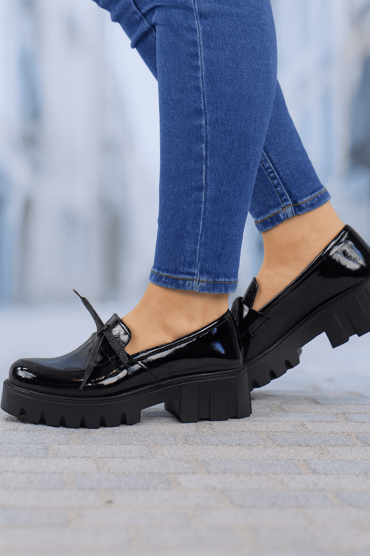 Pantofi Casual Dama din Piele Negri cu Fundita - KOLIAPantofi casual damaBigiottos Shoes