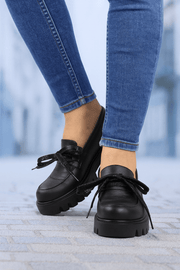 Pantofi Casual Dama din Piele Negri cu Fundita - KORAPantofi casual damaBigiottos Shoes