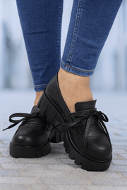 Pantofi Casual Dama din Piele Negri cu Fundita - KORAPantofi casual damaBigiottos Shoes