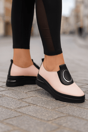 Pantofi Casual Dama din Piele Pudra cu Accesoriu - EMAPantofi casual damaBigiottos Shoes