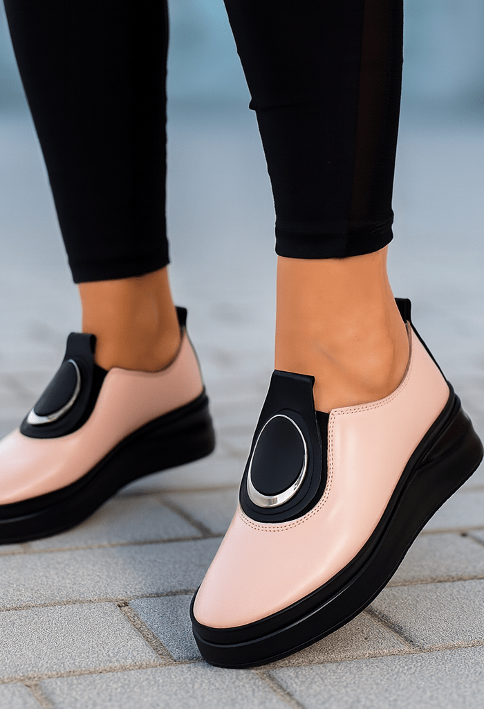 Pantofi Casual Dama din Piele Pudra cu Accesoriu - EMAPantofi casual damaBigiottos Shoes