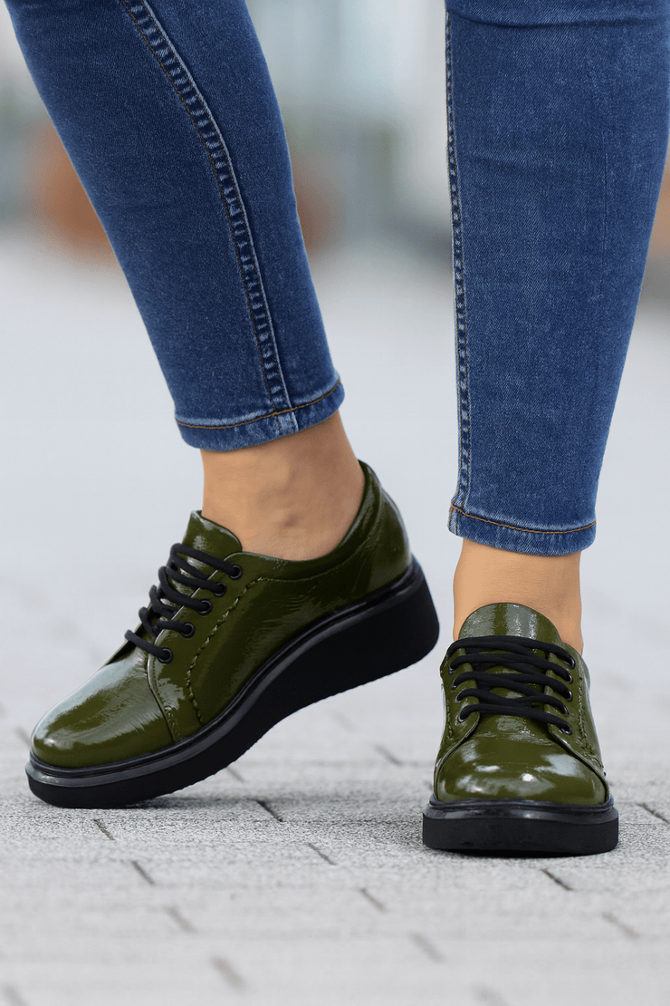 Pantofi Casual Dama din Piele Verde Lac - OLAPantofi casual damaBigiottos Shoes