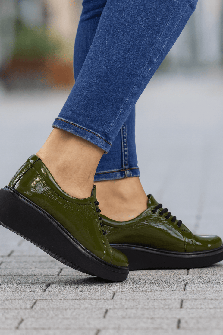 Pantofi Casual Dama din Piele Verde Lac - OLAPantofi casual damaBigiottos Shoes