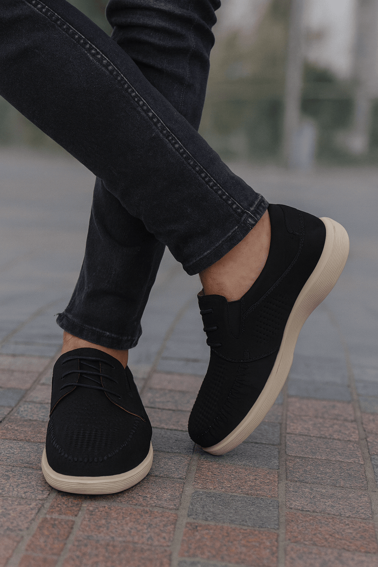 Pantofi Casual de Barbati din Piele Nubuk Negru - JAZPantofi casual barbatiBigiottos Shoes