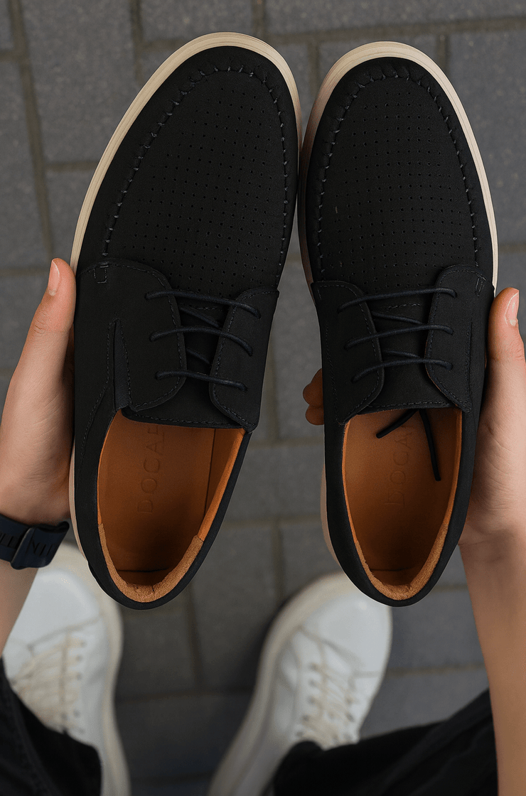 Pantofi Casual de Barbati din Piele Nubuk Negru - JAZPantofi casual barbatiBigiottos Shoes