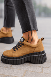 Pantofi Casual din Piele Intoarsa Camel - NOLAPantofi casual damaBigiottos Shoes