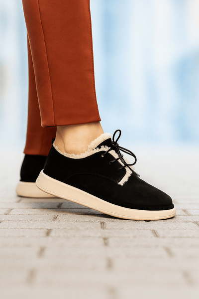 Pantofi Casual din Piele Intoarsa Neagra cu Blanita - PUFPantofi casual damaBigiottos Shoes