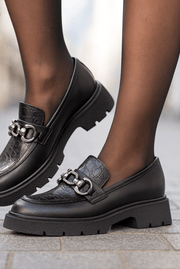 Pantofi Casual din Piele Negri cu Accesoriu - ELYAPantofi casual damaBigiottos Shoes