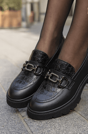 Pantofi Casual din Piele Negri cu Accesoriu - ELYAPantofi casual damaBigiottos Shoes