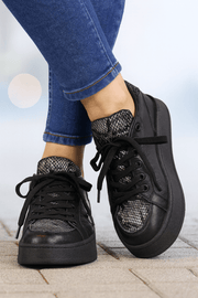 Pantofi Dama din Piele Negri cu Print - TORYPantofi casual damaBigiottos Shoes