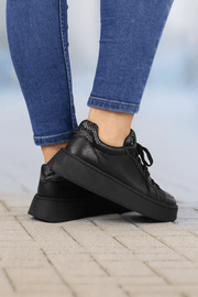 Pantofi Dama din Piele Negri cu Print - TORYPantofi casual damaBigiottos Shoes