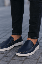 Pantofi de Barbati din Piele fara Siret Bleumarin - KOTPantofi casual barbatiBigiottos Shoes