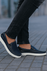 Pantofi de Barbati din Piele fara Siret Bleumarin - KOTPantofi casual barbatiBigiottos Shoes