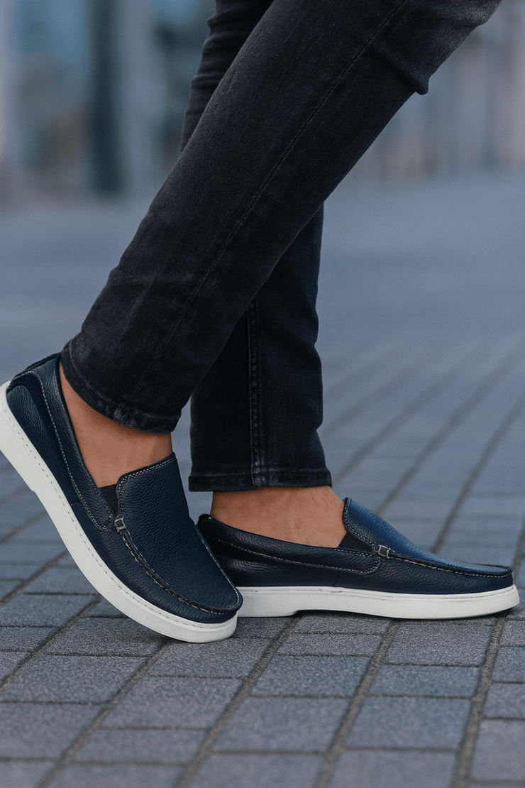 Pantofi de Barbati din Piele fara Siret Bleumarin - KOTPantofi casual barbatiBigiottos Shoes