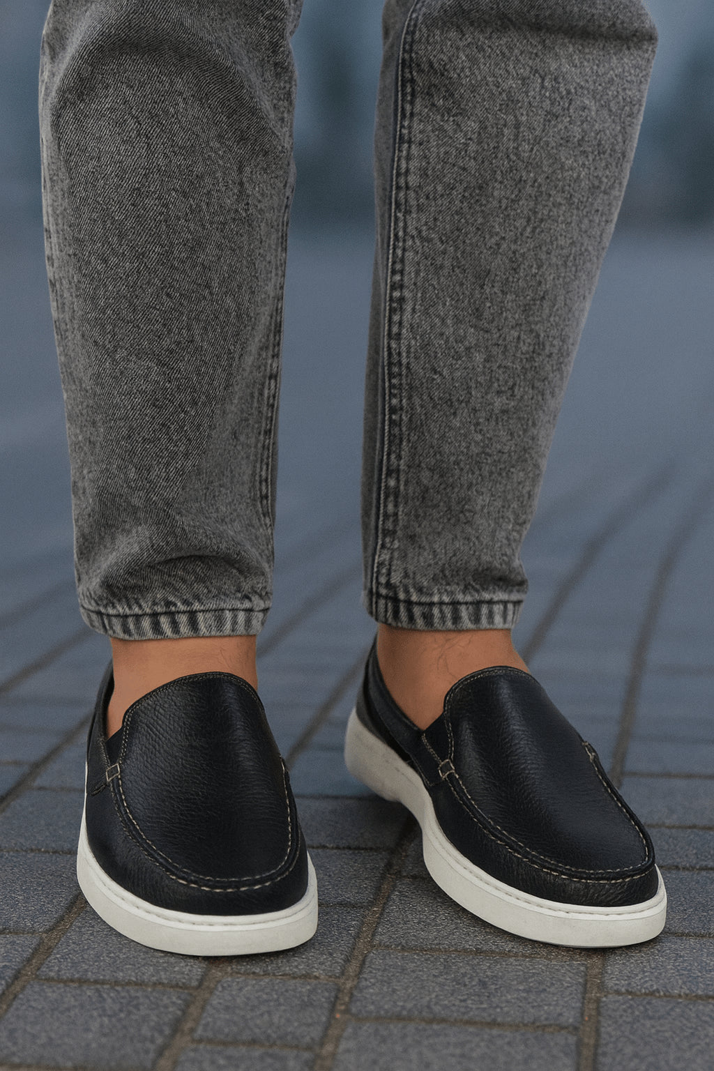 COREFORCE 　MARINE(70cm) Pantofi de Barbati din Piele fara Siret Negri - KUM – Bigiottos Shoes
