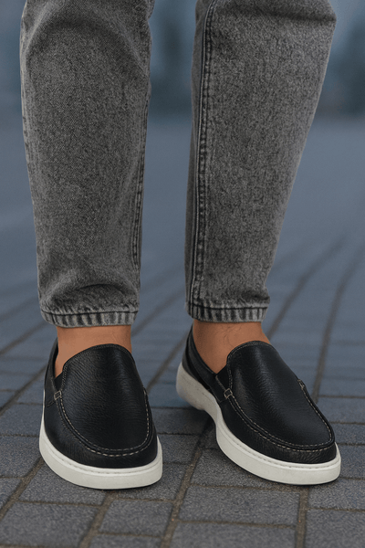 Pantofi de Barbati din Piele fara Siret Negri - KUMPantofi casual barbatiBigiottos Shoes