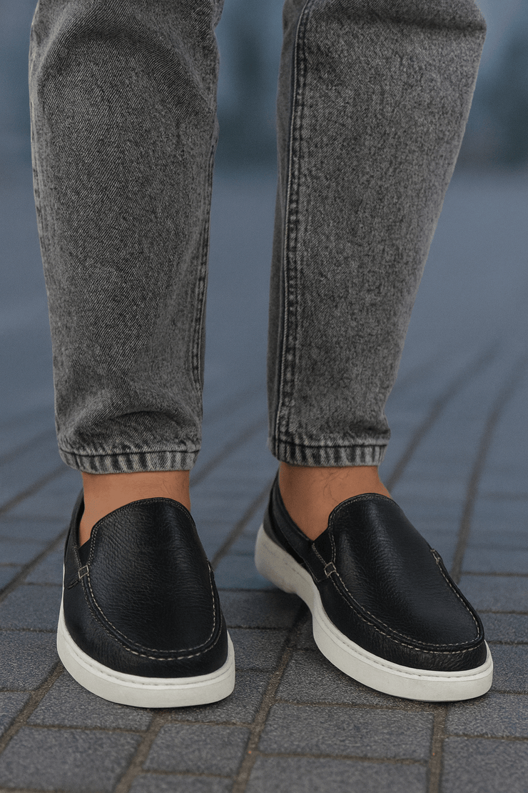 Pantofi de Barbati din Piele fara Siret Negri - KUMPantofi casual barbatiBigiottos Shoes