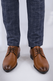 Pantofi Eleganti Barbati din Piele Camel cu Siret - PETERPantofi barbatiBigiottos Shoes