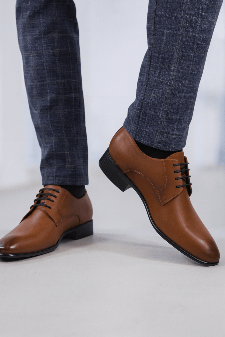 Pantofi Eleganti Barbati din Piele Camel cu Siret - PETERPantofi barbatiBigiottos Shoes