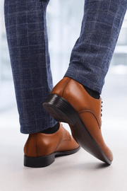 Pantofi Eleganti Barbati din Piele Camel cu Siret - PETERPantofi barbatiBigiottos Shoes