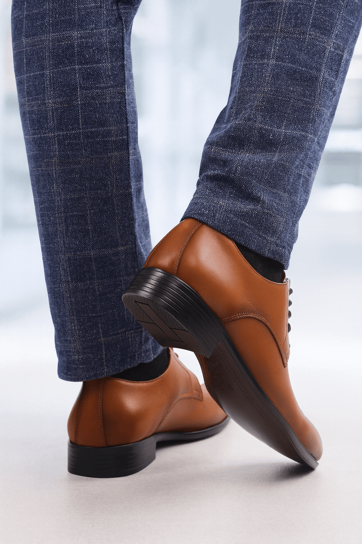 Pantofi Eleganti Barbati din Piele Camel cu Siret - PETERPantofi barbatiBigiottos Shoes