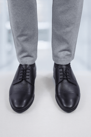 Pantofi Eleganti Barbati din Piele Negri cu Siret - PETERPantofi barbatiBigiottos Shoes