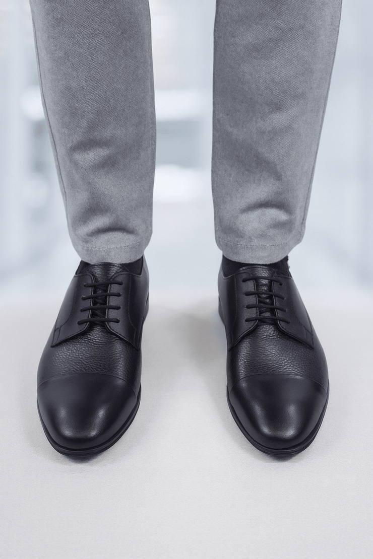 Pantofi Eleganti Barbati din Piele Negri cu Siret - PETERPantofi barbatiBigiottos Shoes