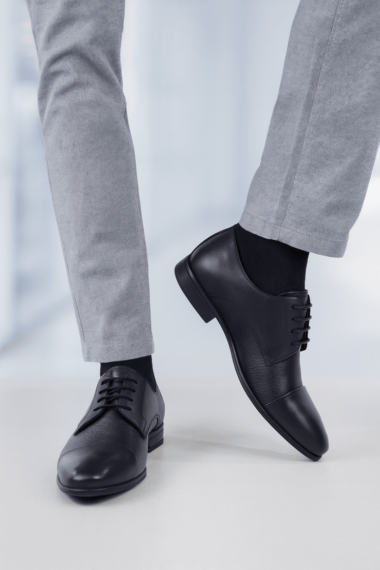 Pantofi Eleganti Barbati din Piele Negri cu Siret - PETERPantofi barbatiBigiottos Shoes