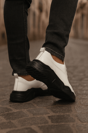 Pantofi Sport Barbati din Piele Albi cu Negru - PACOPantofi sport barbatiBigiottos Shoes