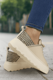 Pantofi Sport Dama din Piele Bej cu Auriu - ATTAPantofi sport damaBigiottos Shoes