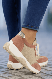 Pantofi Sport Dama din Piele Bej cu Pudra - MERAPantofi sport damaBigiottos Shoes