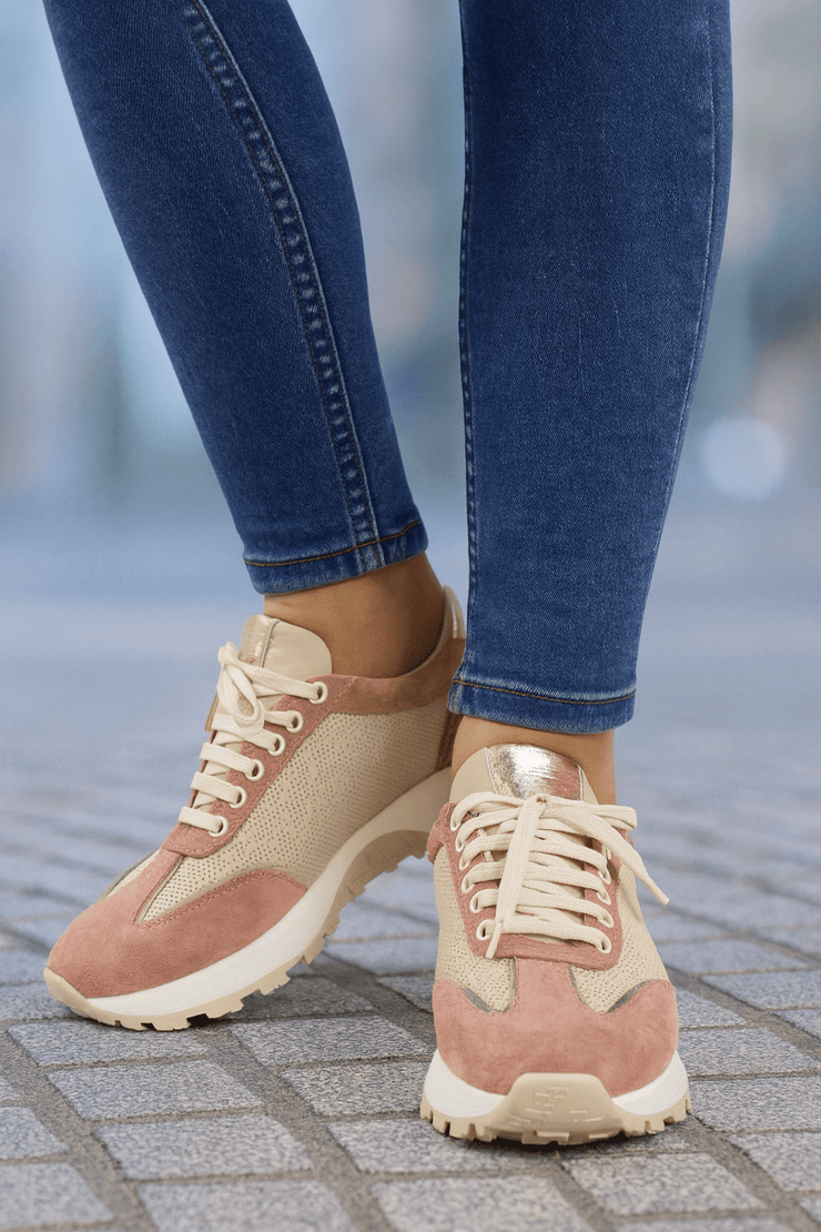 Pantofi Sport Dama din Piele Bej cu Pudra - MERAPantofi sport damaBigiottos Shoes