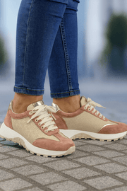 Pantofi Sport Dama din Piele Bej cu Pudra - MERAPantofi sport damaBigiottos Shoes