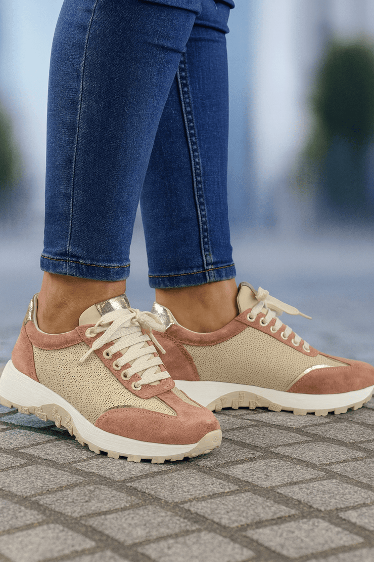 Pantofi Sport Dama din Piele Bej cu Pudra - MERAPantofi sport damaBigiottos Shoes