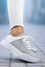 Pantofi Sport Dama din Piele Gri cu Alb - IVONAPantofi sport damaBigiottos Shoes