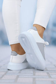 Pantofi Sport Dama din Piele Gri cu Alb - IVONAPantofi sport damaBigiottos Shoes