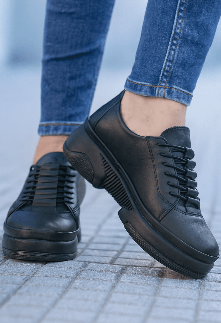 Pantofi Sport Dama din Piele Negri - AZOREPantofi sport damaBigiottos Shoes