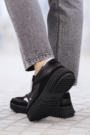 Pantofi Sport Dama din Piele Negri cu Fermoar - JOYPantofi sport damaBigiottos Shoes