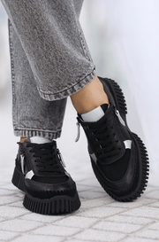 Pantofi Sport Dama din Piele Negri cu Fermoar - JOYPantofi sport damaBigiottos Shoes