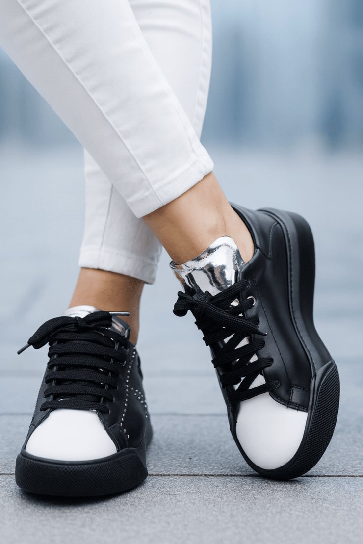 Pantofi Sport Dama din Piele Negru si Alb - ANYPantofi casual damaBigiottos Shoes