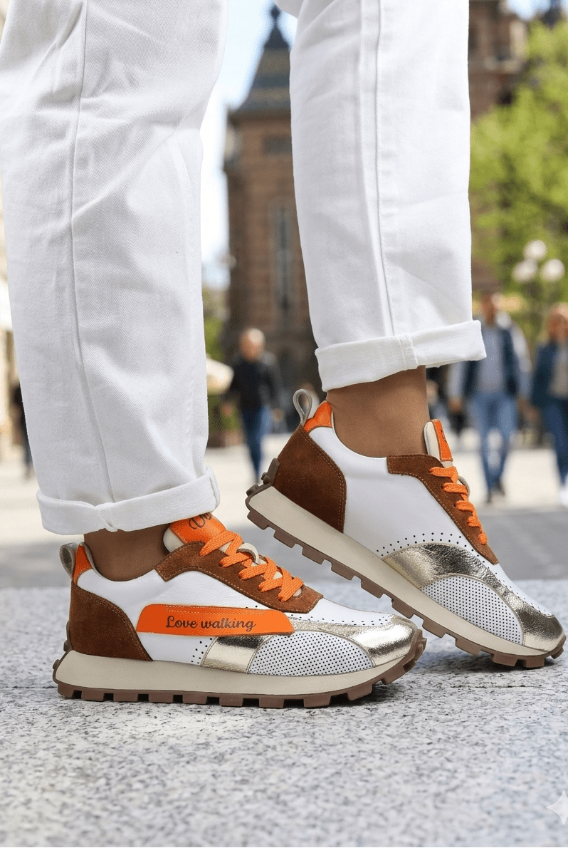 Pantofi Sport Dama din Piele Portocalii - ZINYA Orange – Bigiottos