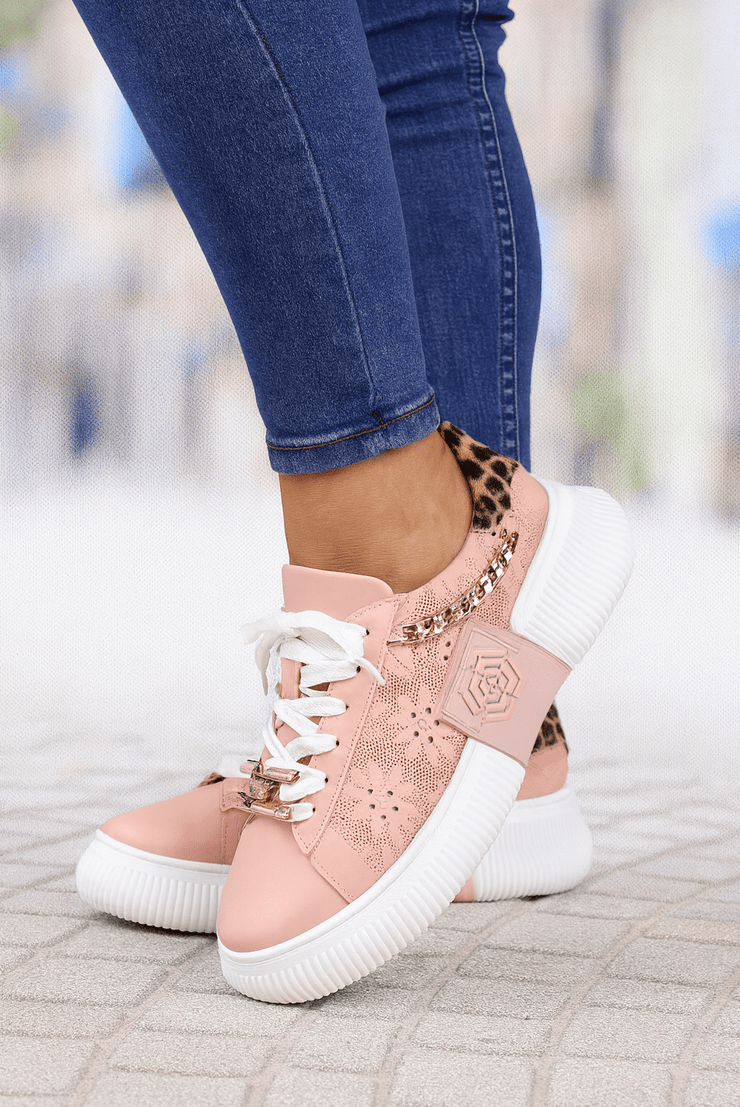 Pantofi Sport Dama din Piele Pudra cu Accesorii - PIAPantofi sport damaBigiottos Shoes