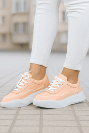 Pantofi Sport Dama din Piele Roz cu Alb - ASTIPantofi sport damaBigiottos Shoes