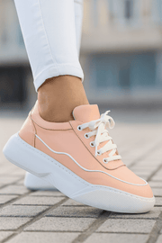 Pantofi Sport Dama din Piele Roz cu Alb - ASTIPantofi sport damaBigiottos Shoes