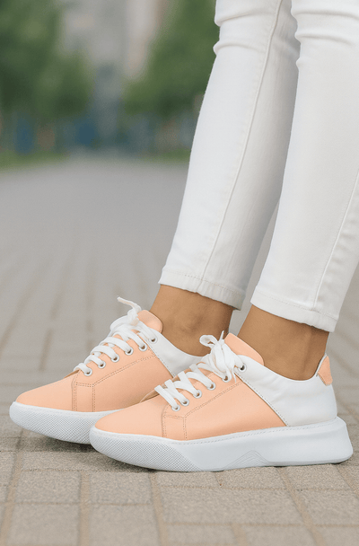 Pantofi Sport Dama din Piele Roz cu Alb - ILONAPantofi sport damaBigiottos Shoes