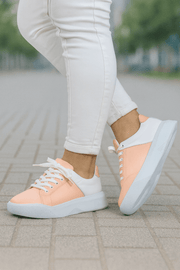 Pantofi Sport Dama din Piele Roz cu Alb - ILONAPantofi sport damaBigiottos Shoes