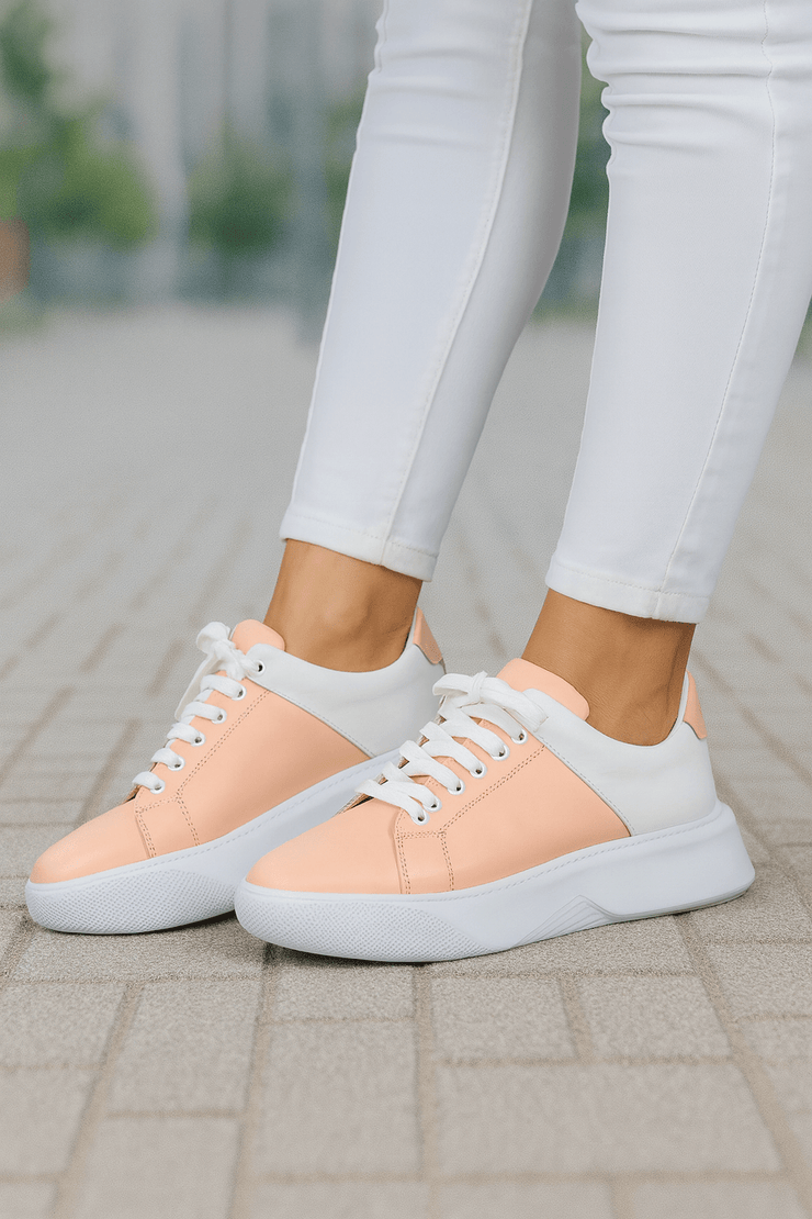 Pantofi Sport Dama din Piele Roz cu Alb - ILONAPantofi sport damaBigiottos Shoes